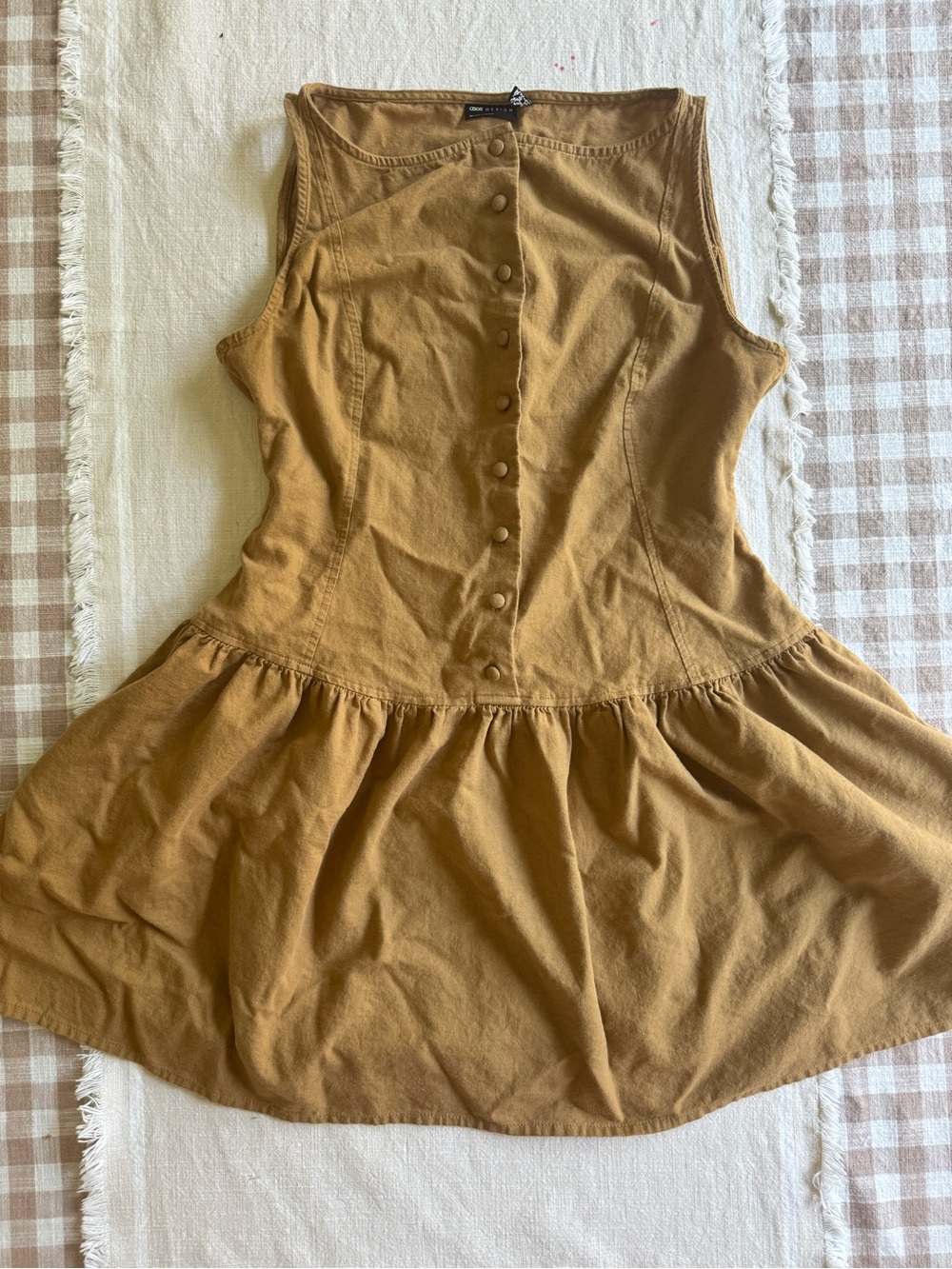 ASOS Mustard Brown Button-Front Mini Dress